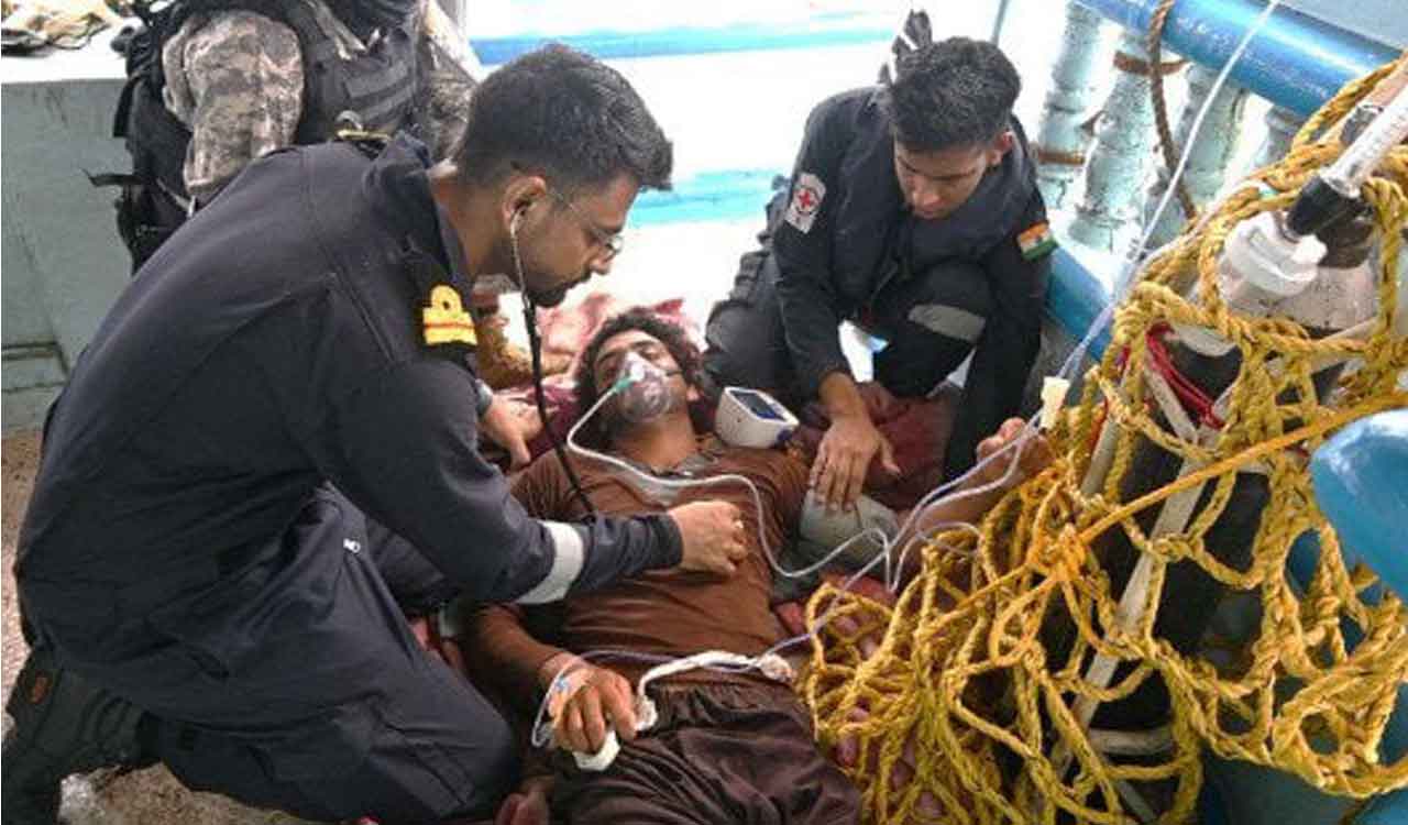 Indian warship helps Pakistani crew onboard Iranian fishing vessel-Telangana Today